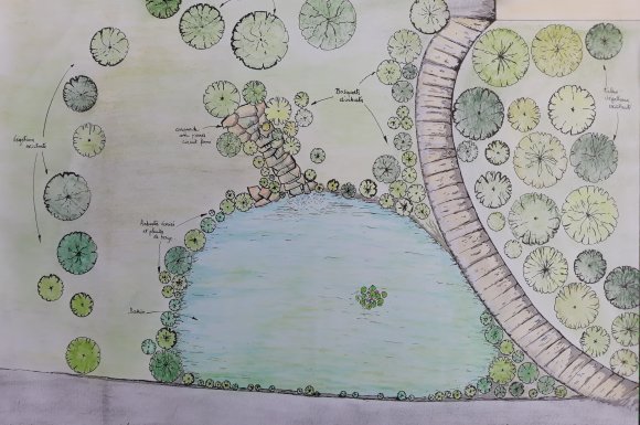 Plan de masse 'Projet jardin avec bassin d'agrément' 